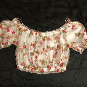 White floral crop top